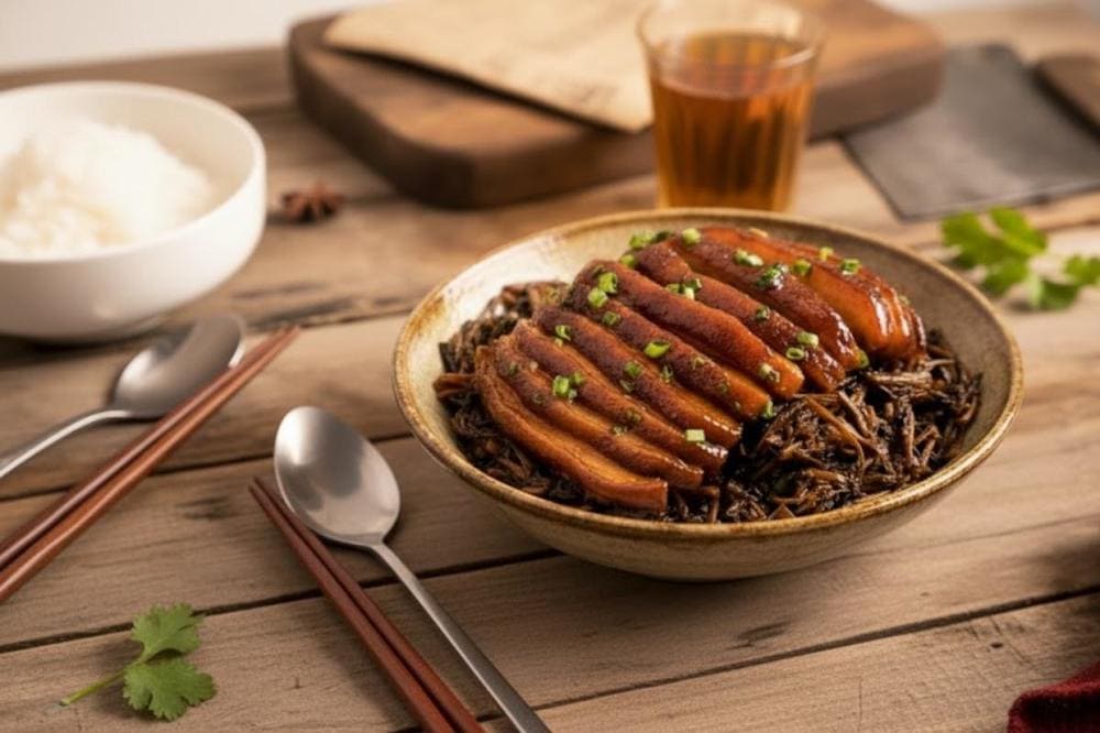 Kh&acirc;u nhục l&agrave; m&oacute;n ăn đặc biệt c&oacute; nguồn gốc Trung Quốc được ăn k&egrave;m với x&ocirc;i, cơm, b&aacute;nh m&igrave;.